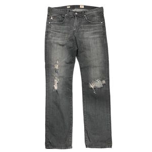 Adriano Goldschmied Matchbox Slim Straight Jeans Size 34 Gray Distressed Destroy